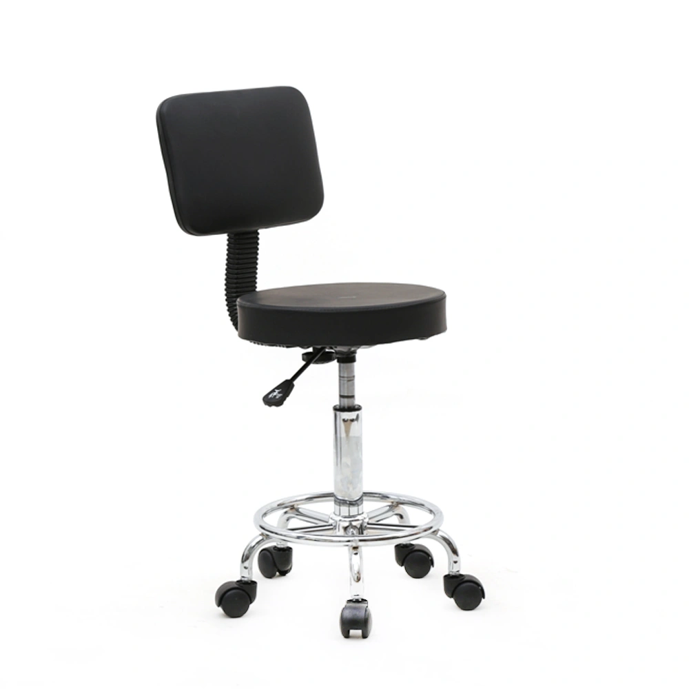 Round Shape Adjustable Salon Stool with Back Black view 12