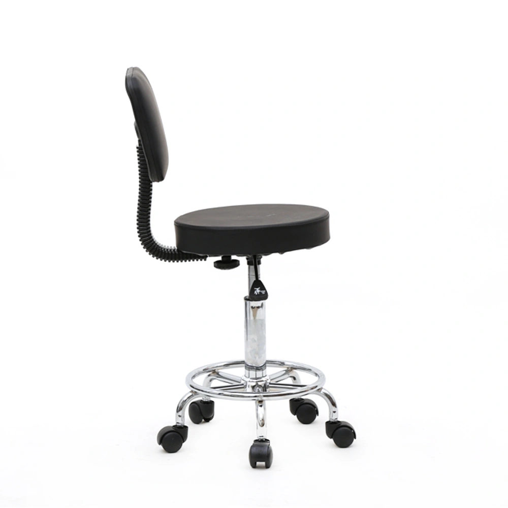 Round Shape Adjustable Salon Stool with Back Black view 16