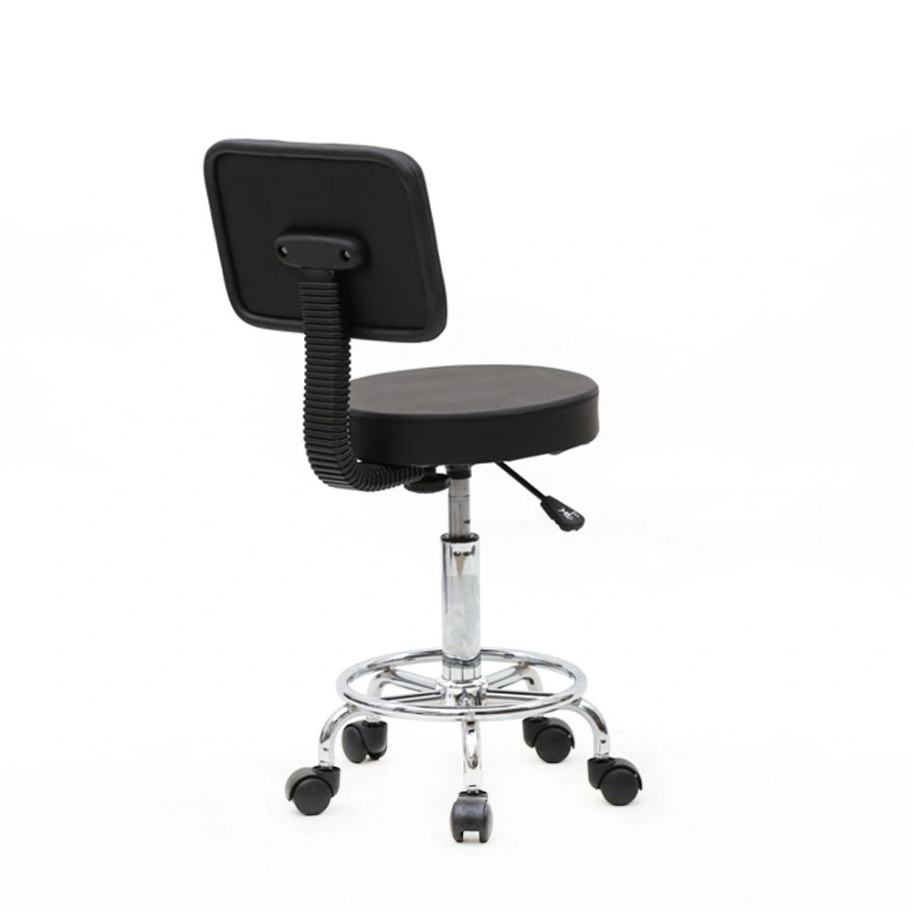 Round Shape Adjustable Salon Stool with Back Black view 17