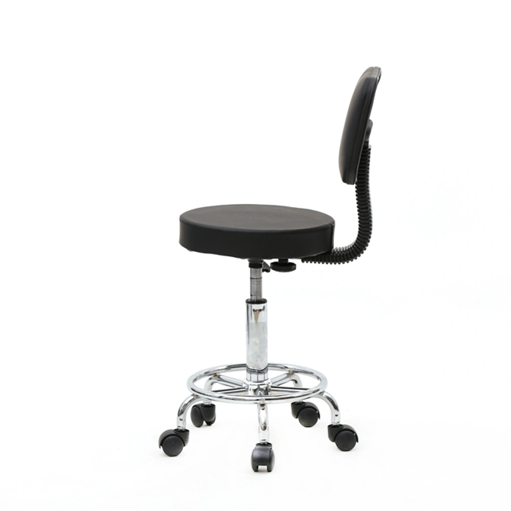 Round Shape Adjustable Salon Stool with Back Black view 20