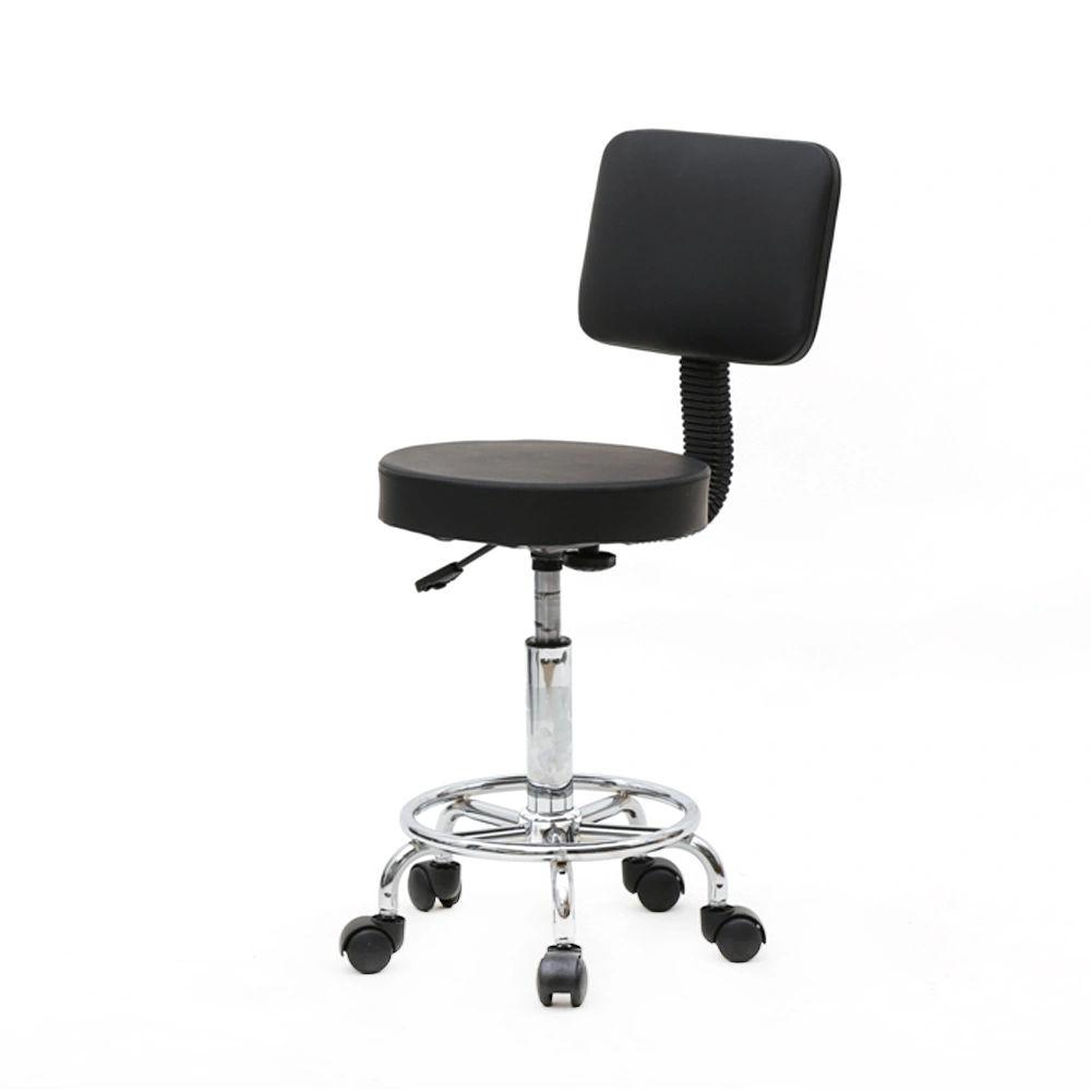 Round Shape Adjustable Salon Stool with Back Black view 21