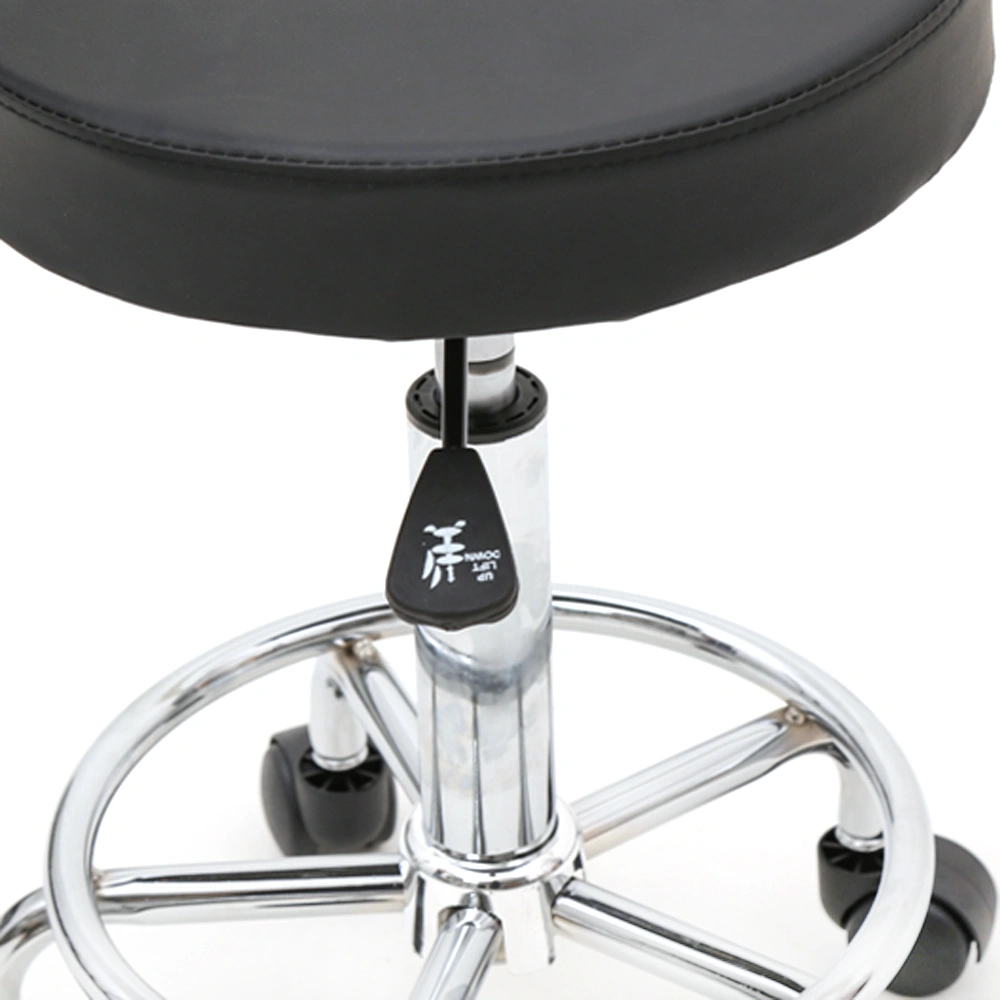 Round Shape Adjustable Salon Stool with Back Black view 5