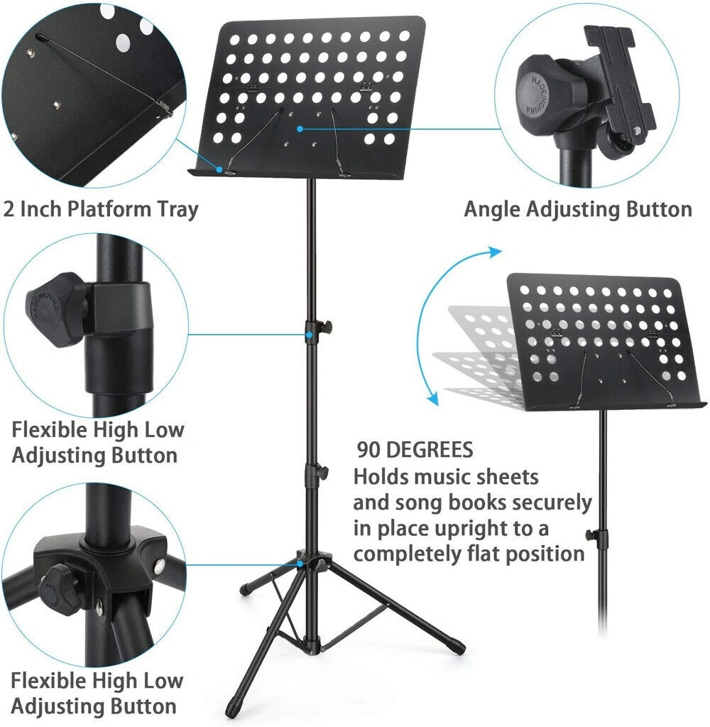 Heavy Duty Orchestra Music Stand, Adjustable Height & Angle, Sturdy Tripod Base, Professional Concert Performance view 5