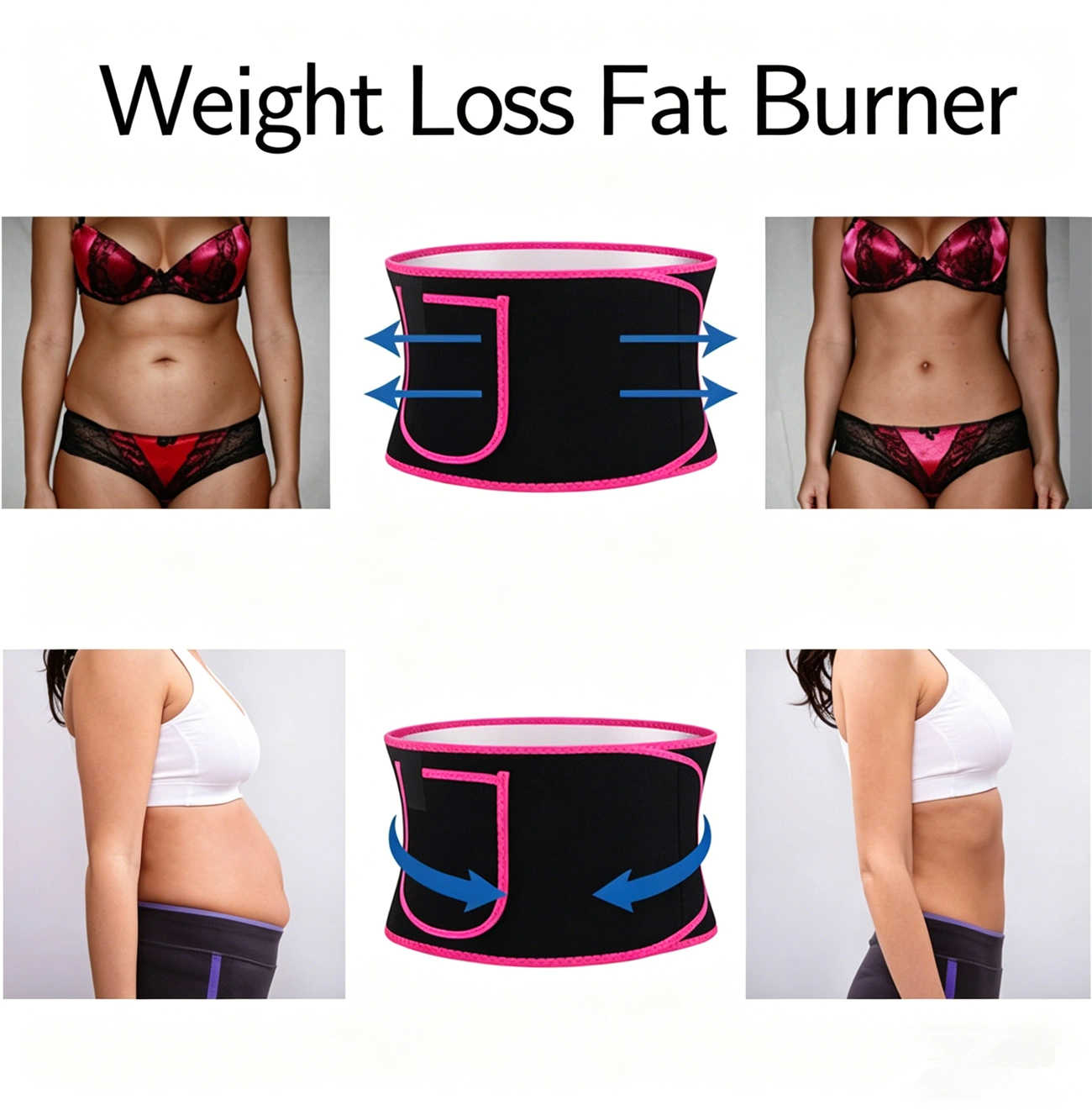 Waist Trimmer Belt Body Shaper Weight Loss Girdle Waist Trainer with Phone Pocket, Pink Black Silver, Adjustable Fitness Corset for Women view 4