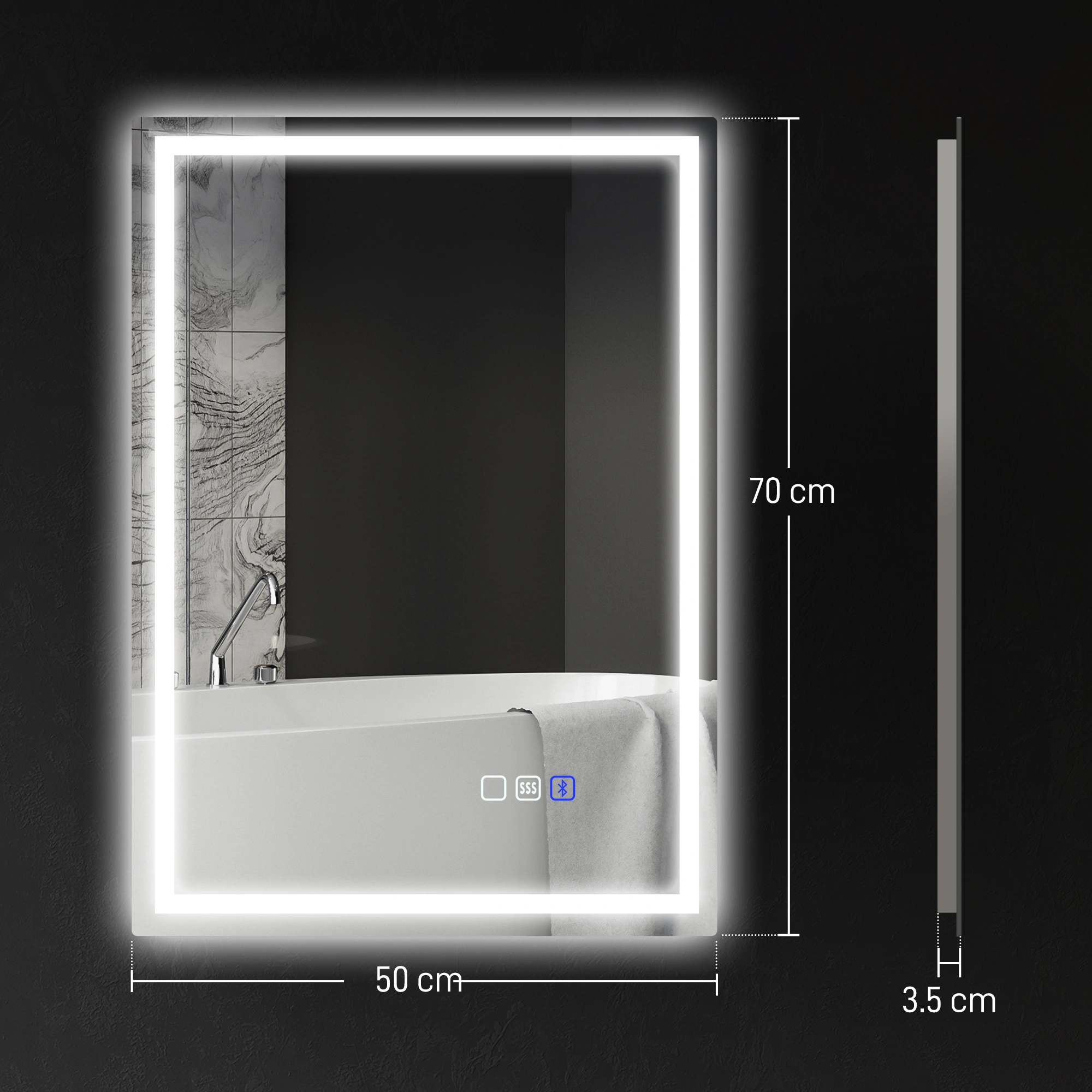 Modern Bathroom Cabinet with Mirror, Wall Mounted Vanity Storage Organizer with Shelf, 23.6" Wide White Finish