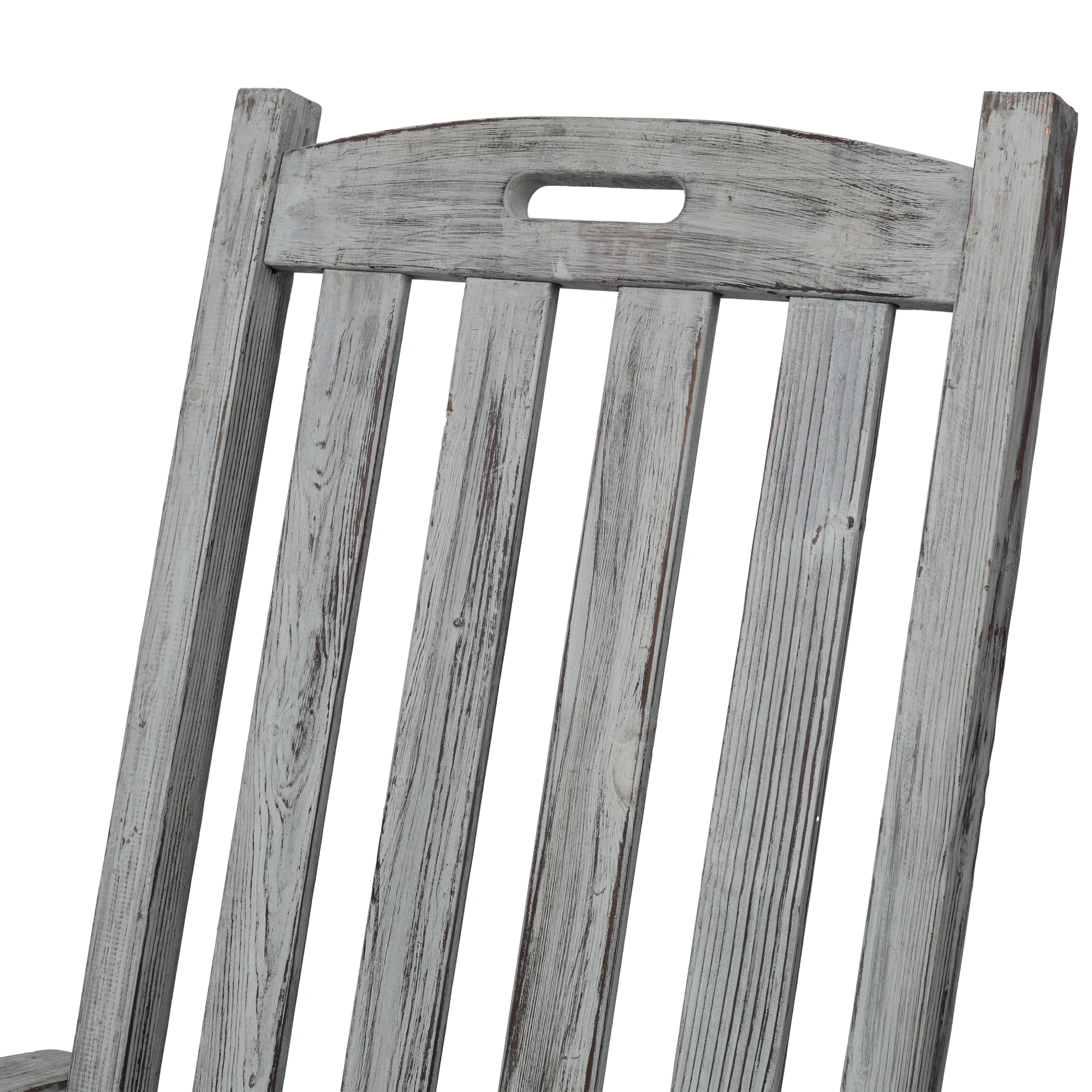 Oversized Wooden Porch Rocker Chair with Wide Seat & Tall Backrest - Light Grey High Back Rocking Chair for Indoor Outdoor Use view 11