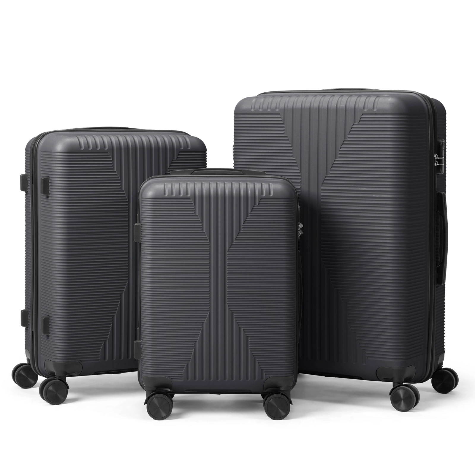 PP Trolley Case 20in 24in 28in 3PCS Suitcase Set Dark Gray view 14