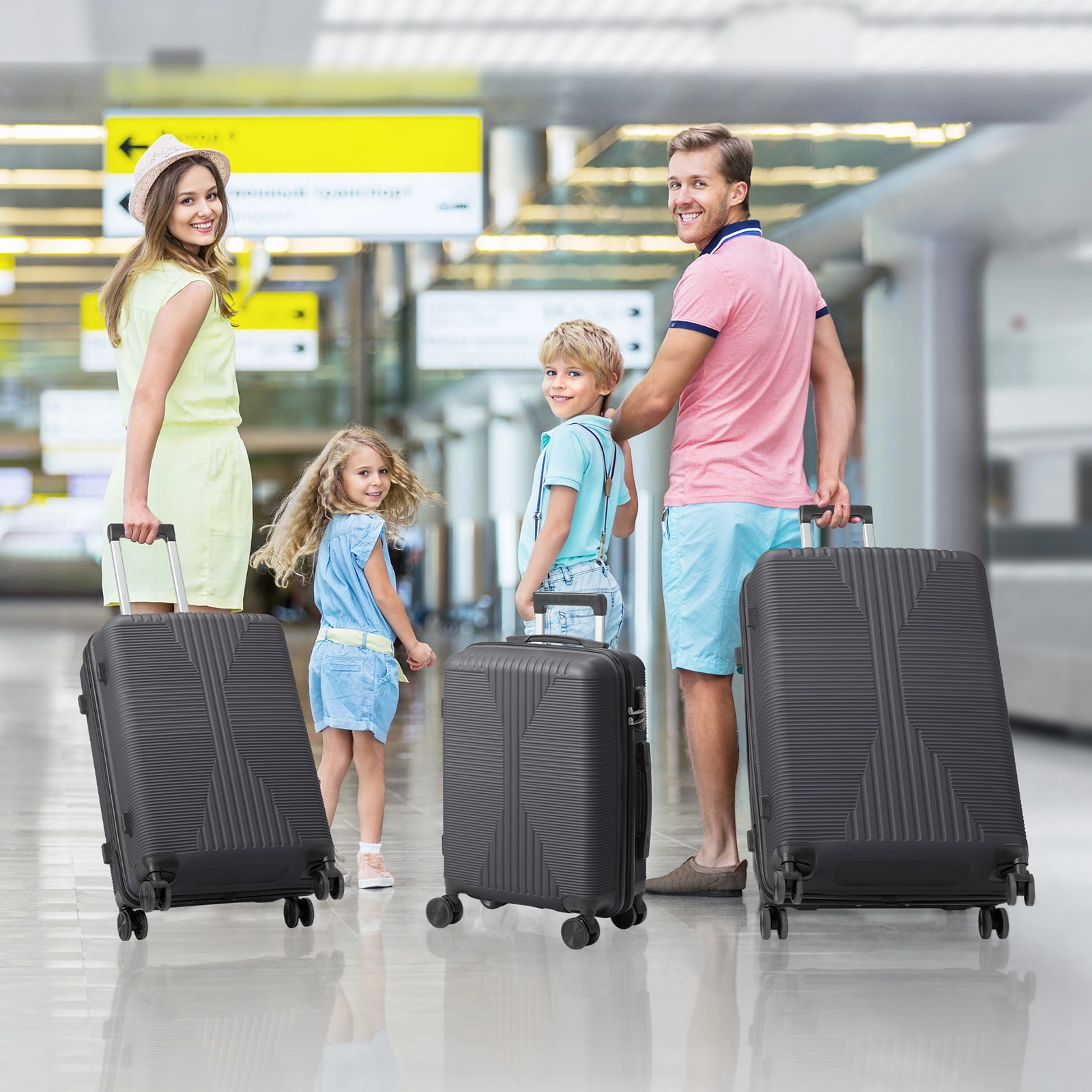 PP Trolley Case 20in 24in 28in 3PCS Suitcase Set Dark Gray view 16