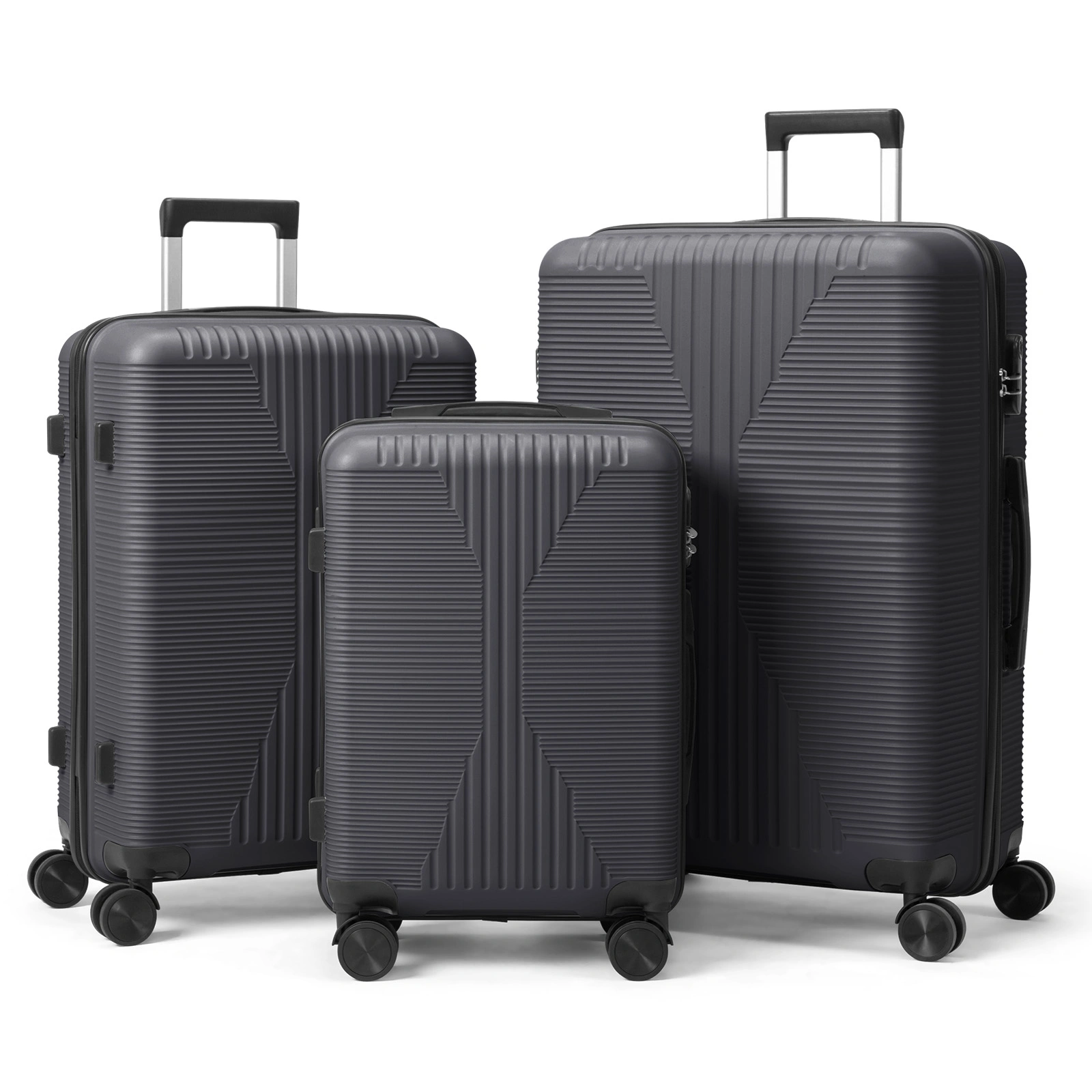 PP Trolley Case 20in 24in 28in 3PCS Suitcase Set Dark Gray view 24
