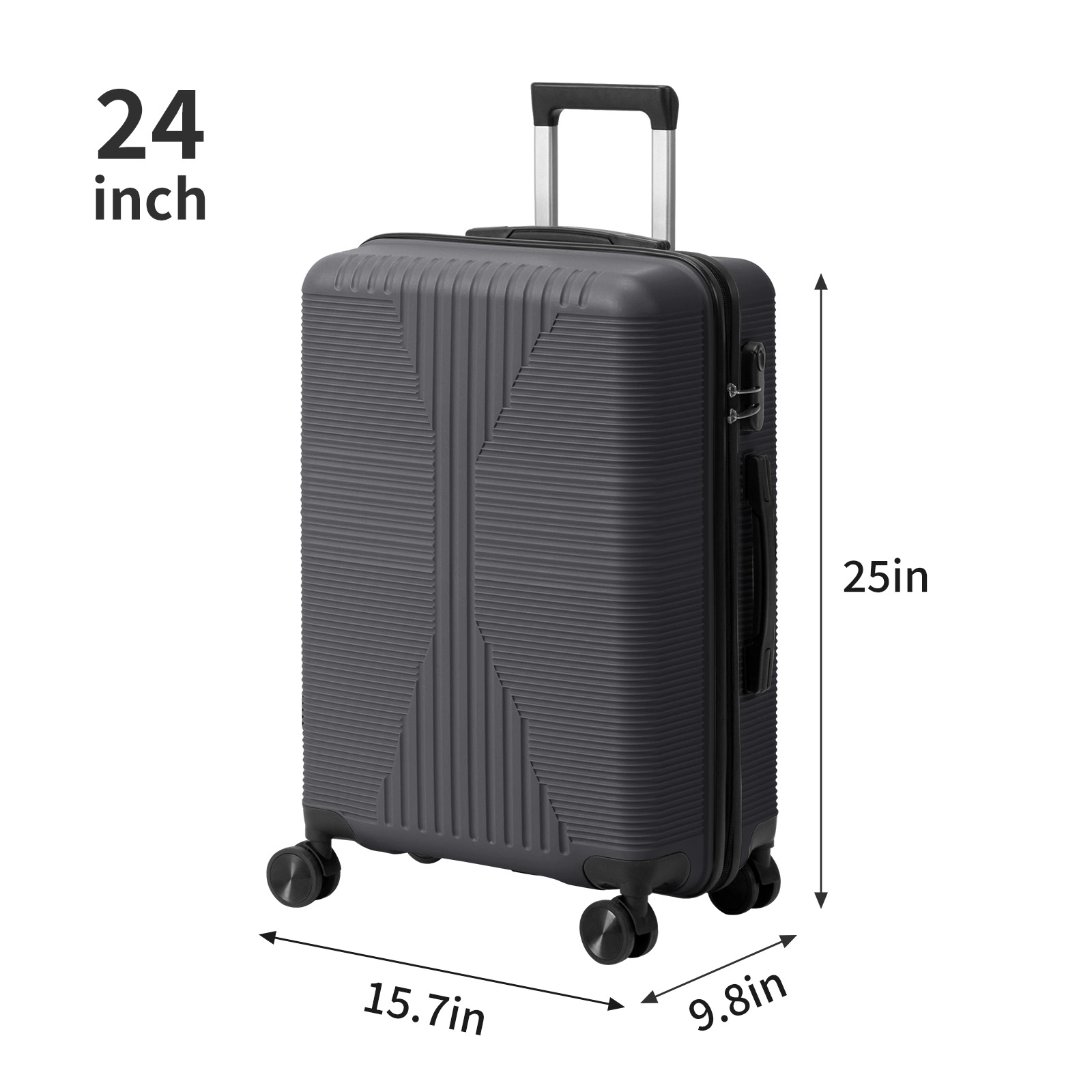 PP Trolley Case 20in 24in 28in 3PCS Suitcase Set Dark Gray view 4