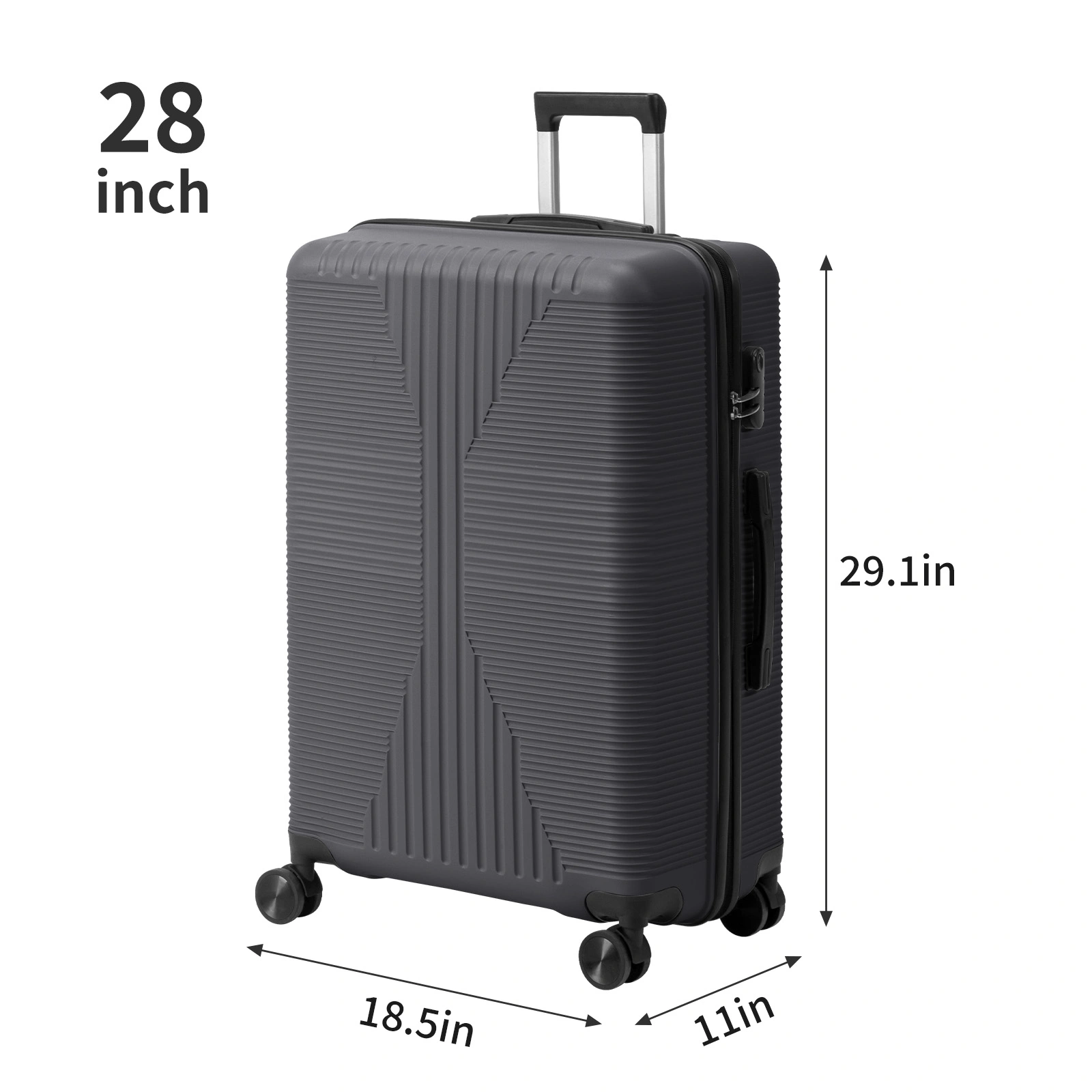 PP Trolley Case 20in 24in 28in 3PCS Suitcase Set Dark Gray view 5