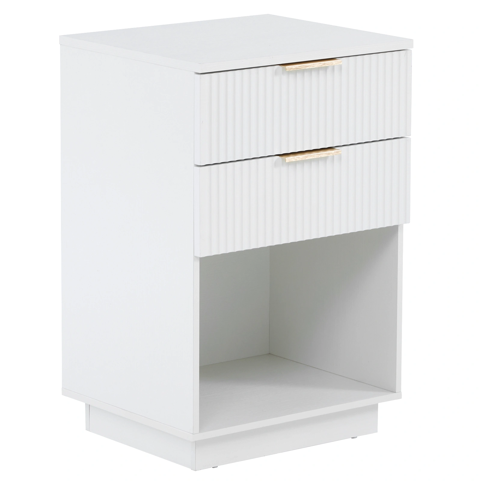 White P2 Density Board Wavy Pattern Drawer Front Two-Drawer Bedside Cabinet view 13