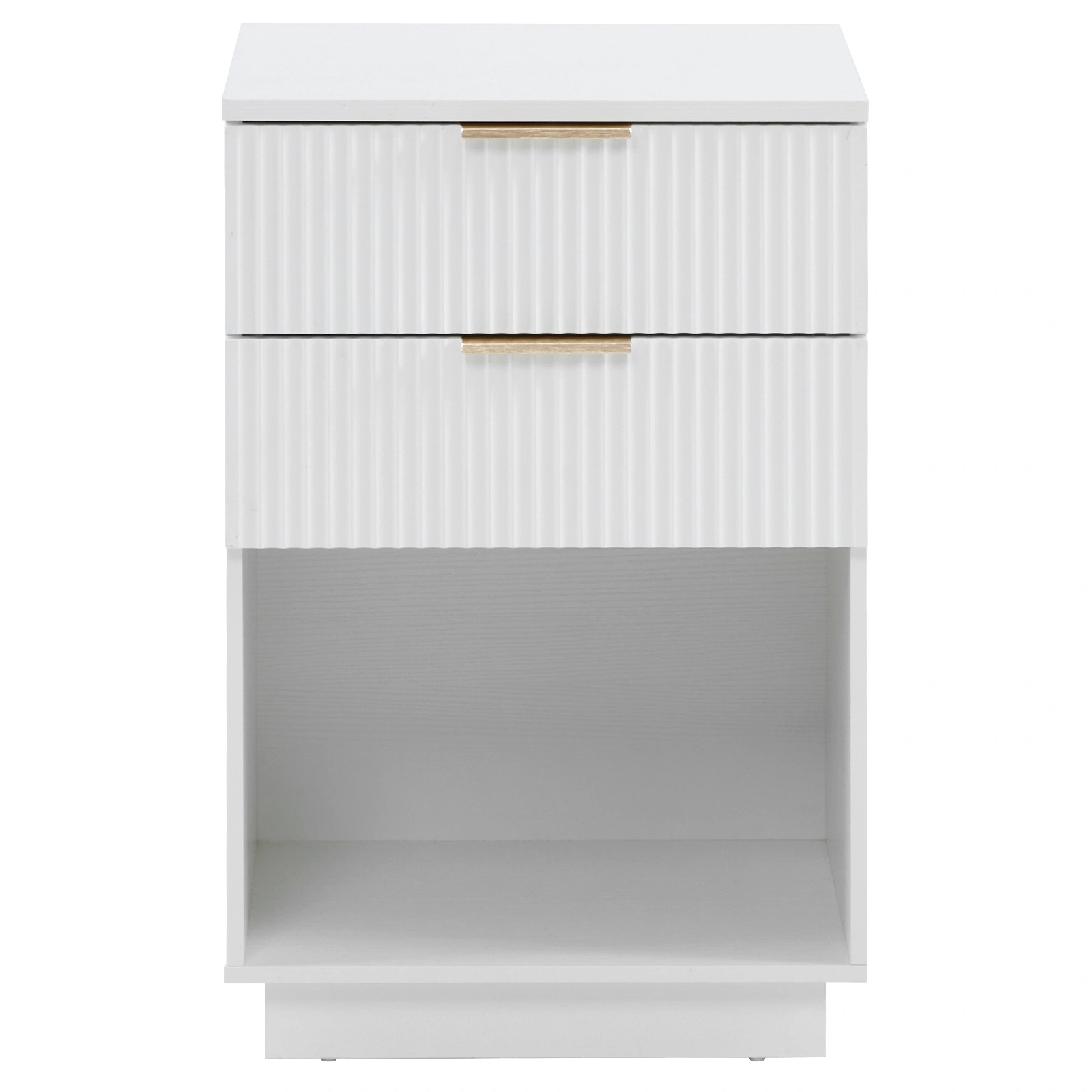 White P2 Density Board Wavy Pattern Drawer Front Two-Drawer Bedside Cabinet view 2