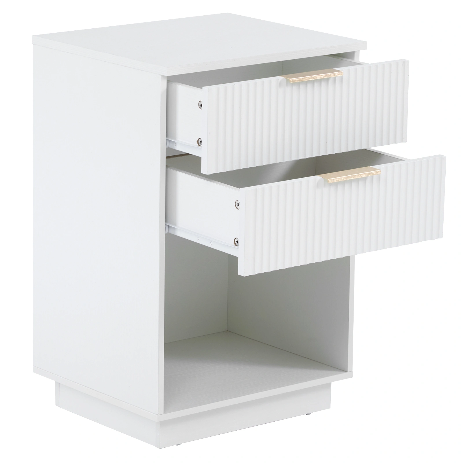 White P2 Density Board Wavy Pattern Drawer Front Two-Drawer Bedside Cabinet view 3