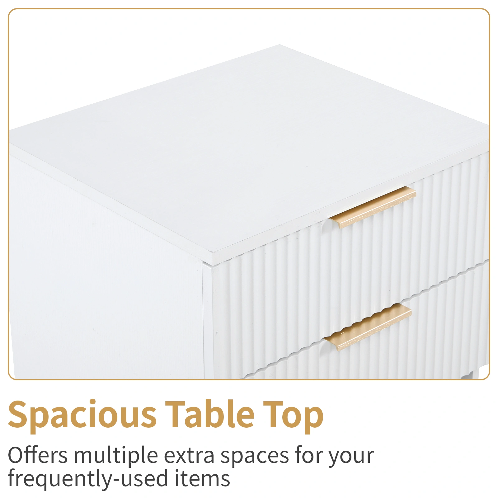 White P2 Density Board Wavy Pattern Drawer Front Two-Drawer Bedside Cabinet view 9