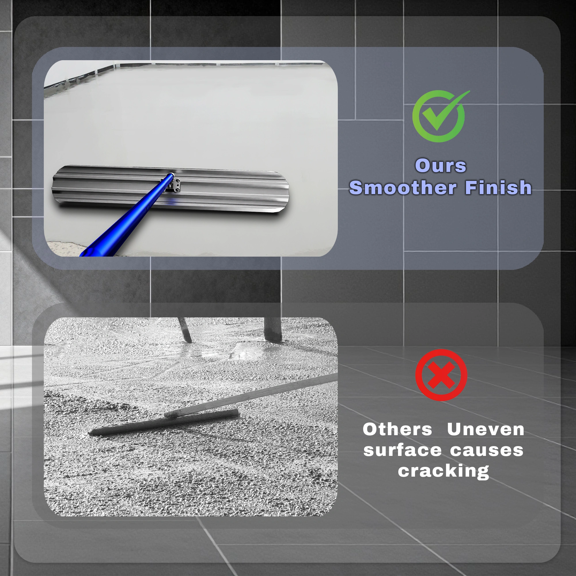 48''x8'' Concrete Bull Float with T Trowel, Aluminium Alloy Finish Tool, Adjustable Bracket, 4 Handles, Pro Smoothing for Construction view 5