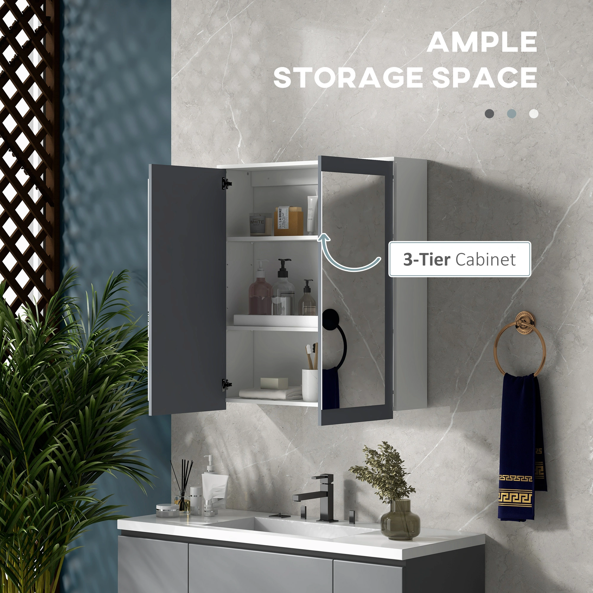 Bathroom Vanity Cabinet with Mirror Wall-Mount Storage Cabinet view 3