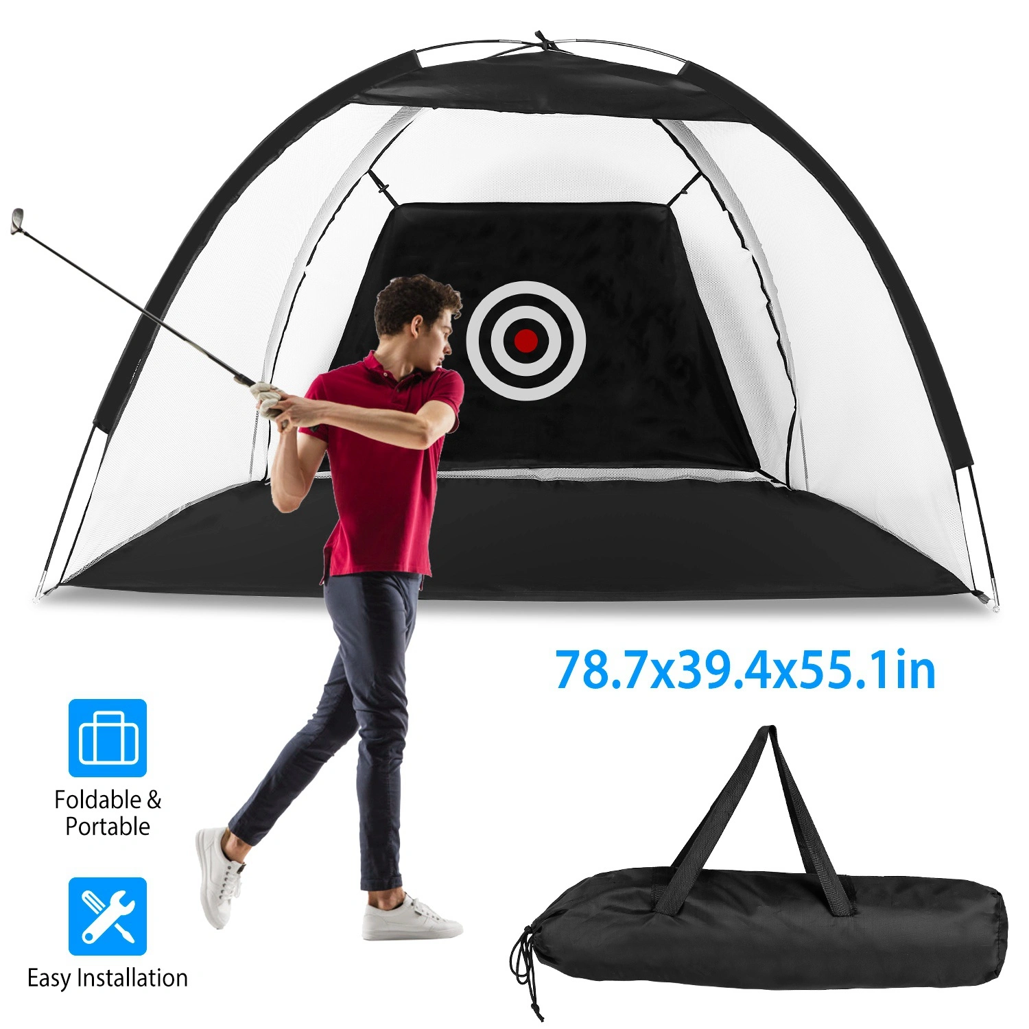 Golf Net, 78.7x39.4x55.1in for Backyard Driving Chipping Training Swing with Target Mat Balls for Outdoor Indoor,Gifts for Men Dad Him and Golfer