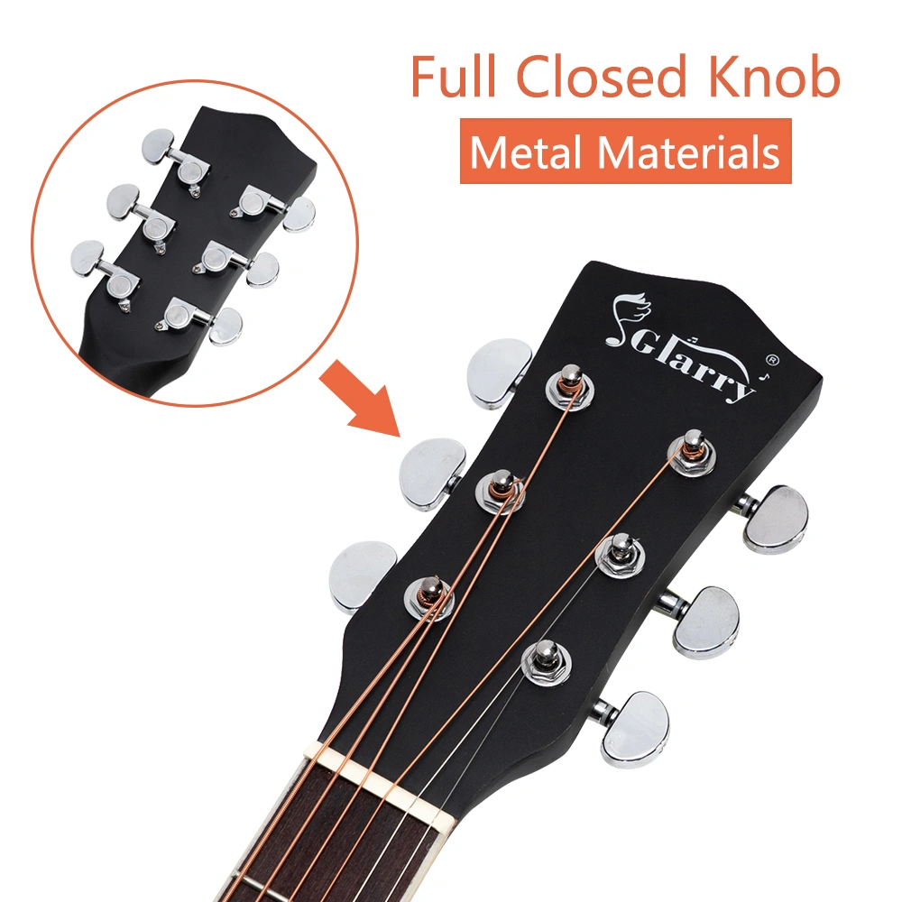 GT501 40 inch Spruce Front Cutaway Folk Guitar with Bag & Board & Wrench Tool Black view 22