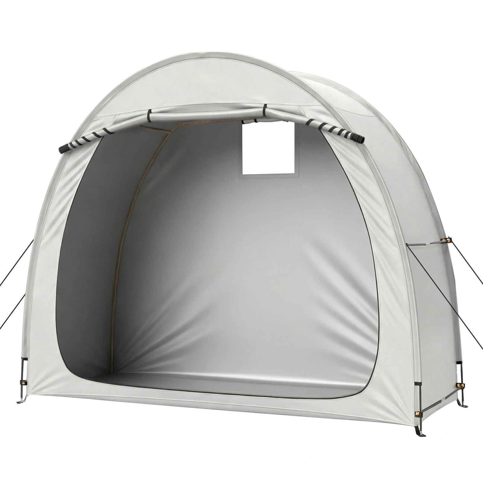 6.8x2.6FT Light Gray Arc Bicycle Storage Shed, 210D PU Silver Coated Oxford Cloth Bike Storage Tent with Fiberglass Frame view 2