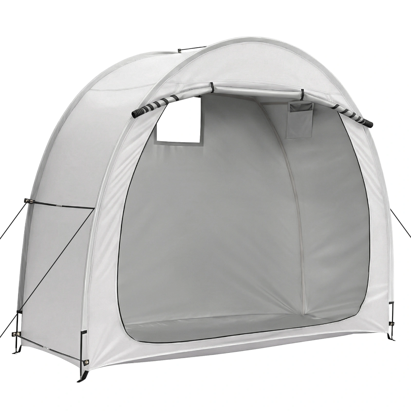 6.8x2.6FT Light Gray Arc Bicycle Storage Shed, 210D PU Silver Coated Oxford Cloth Bike Storage Tent with Fiberglass Frame view 3