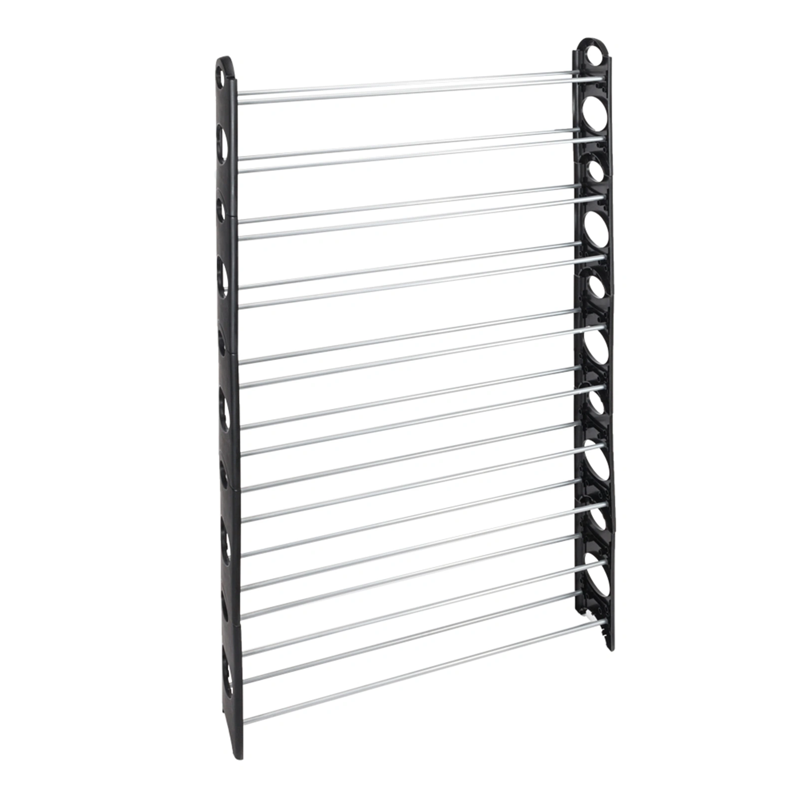 10-Tier Adjustable Shoe Rack Organizer, Holds 50 Pairs, Steel & Plastic Entryway Shoe Storage Shelf, Black/Silver