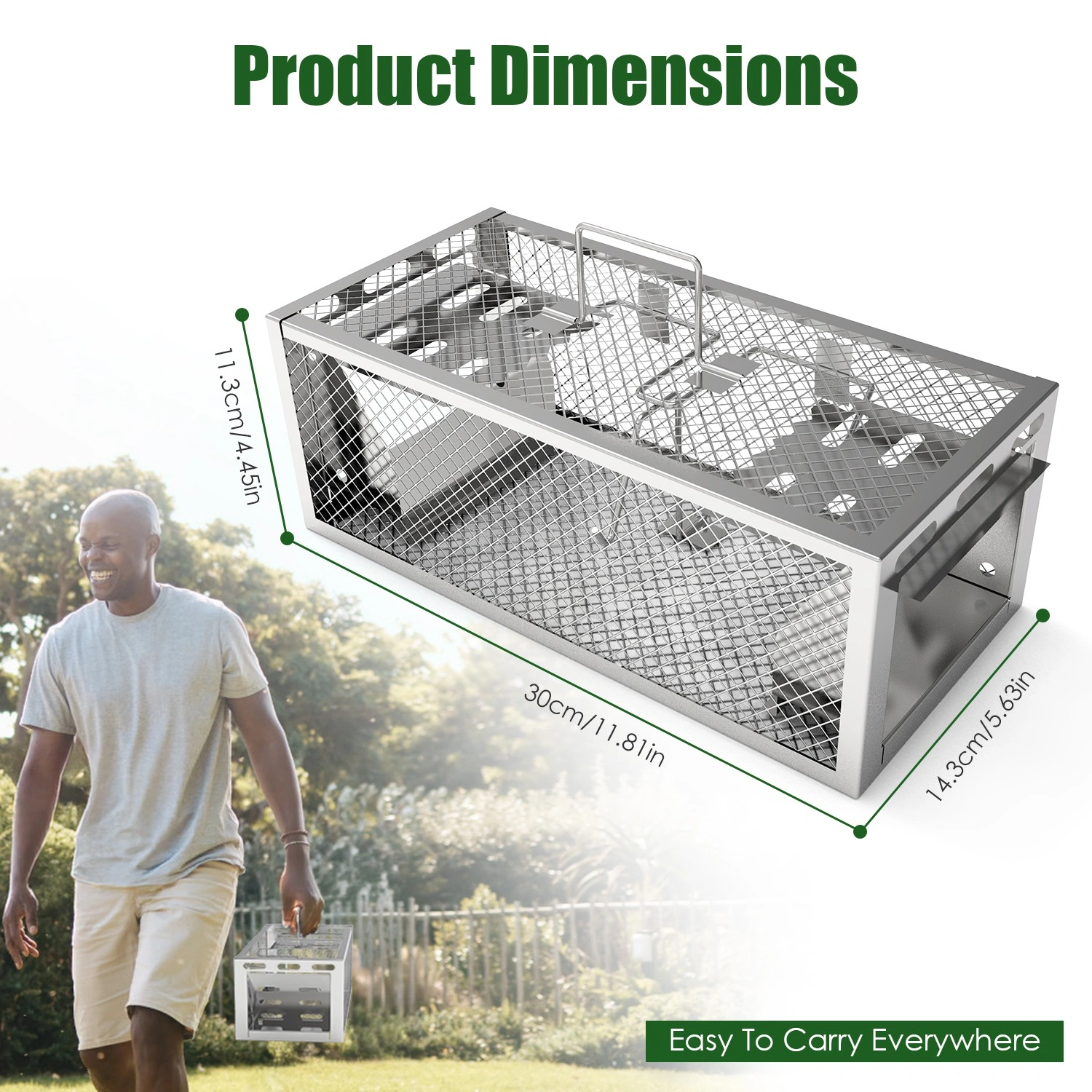 2 pcs Dual-Door Humane Rat Trap - Continuous Mouse Catching, Heavy-Duty Galvanized Iron Construction - Safe for Pets & Kids, Indoor/Outdoor Use, 3S Quick Setup view 10