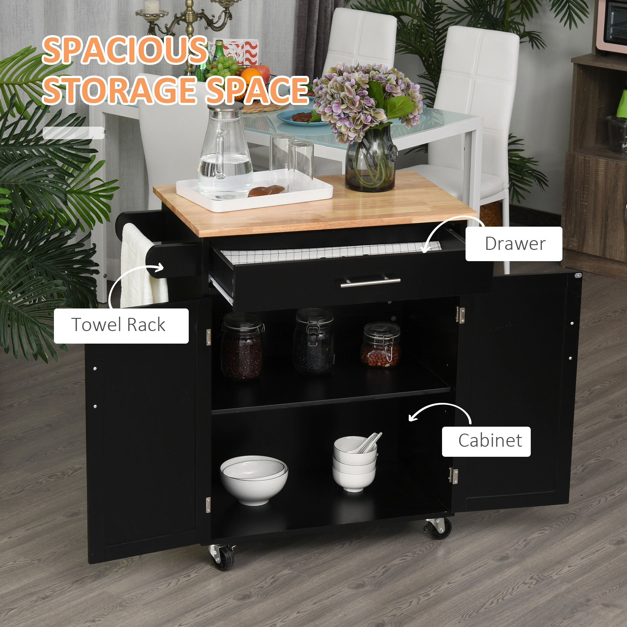Kitchen Storage Cabinet, 2-Door Corner Pantry Cupboard with Adjustable Shelves view 3