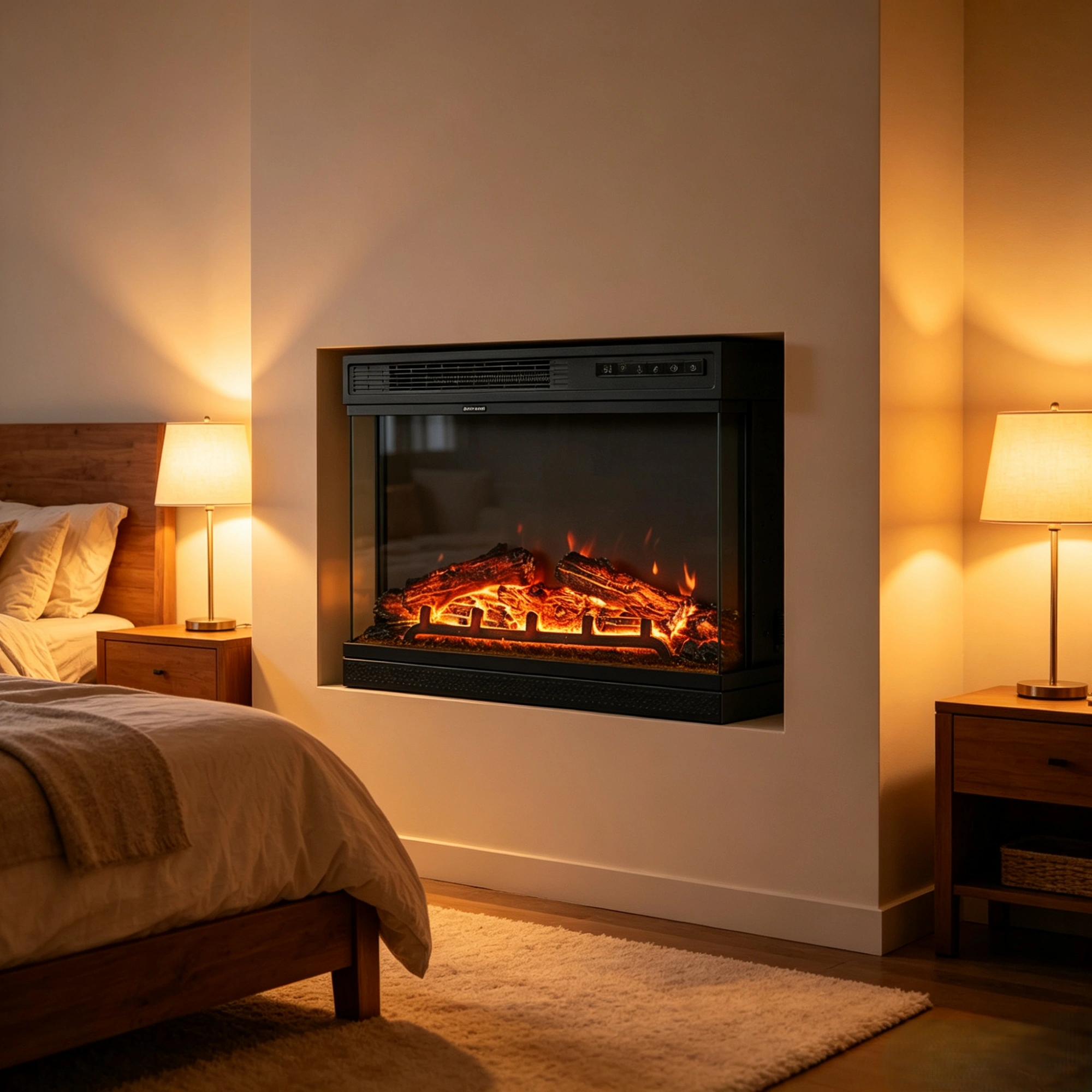 24 Inch Electric Fireplace Insert, Built-In 1500W Heater with 3-Side Glass, 12 LED Colors, Remote, Black Steel view 9