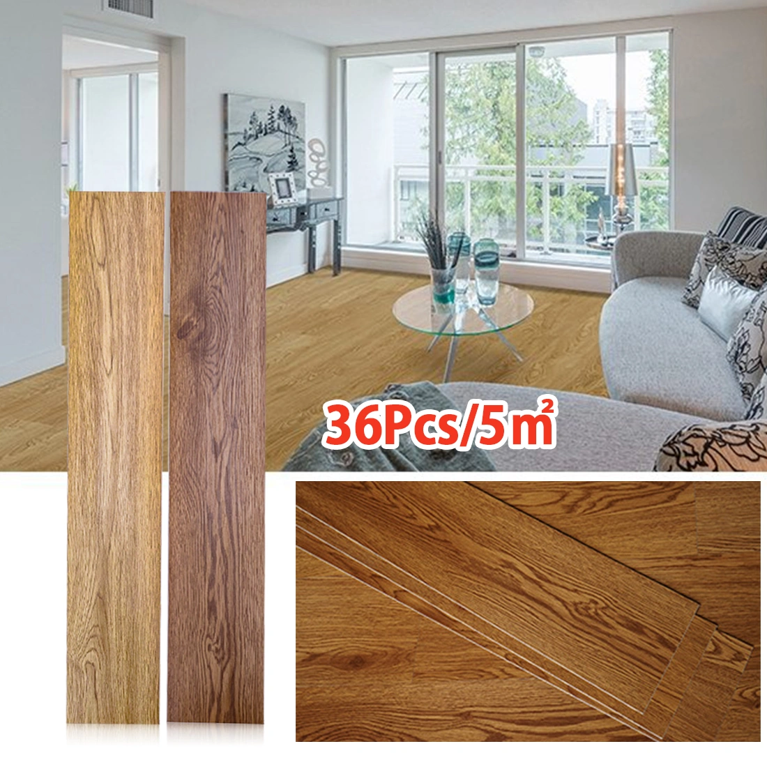 5m² Self Adhesive Wood Effect Vinyl Floor Tiles Planks for Kitchen Bathroom UK
