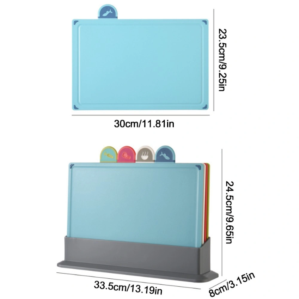 ZENO 4-teiliges Farbiges Schneidebrett-Set mit Rutschfestem Index und Ständer view 3