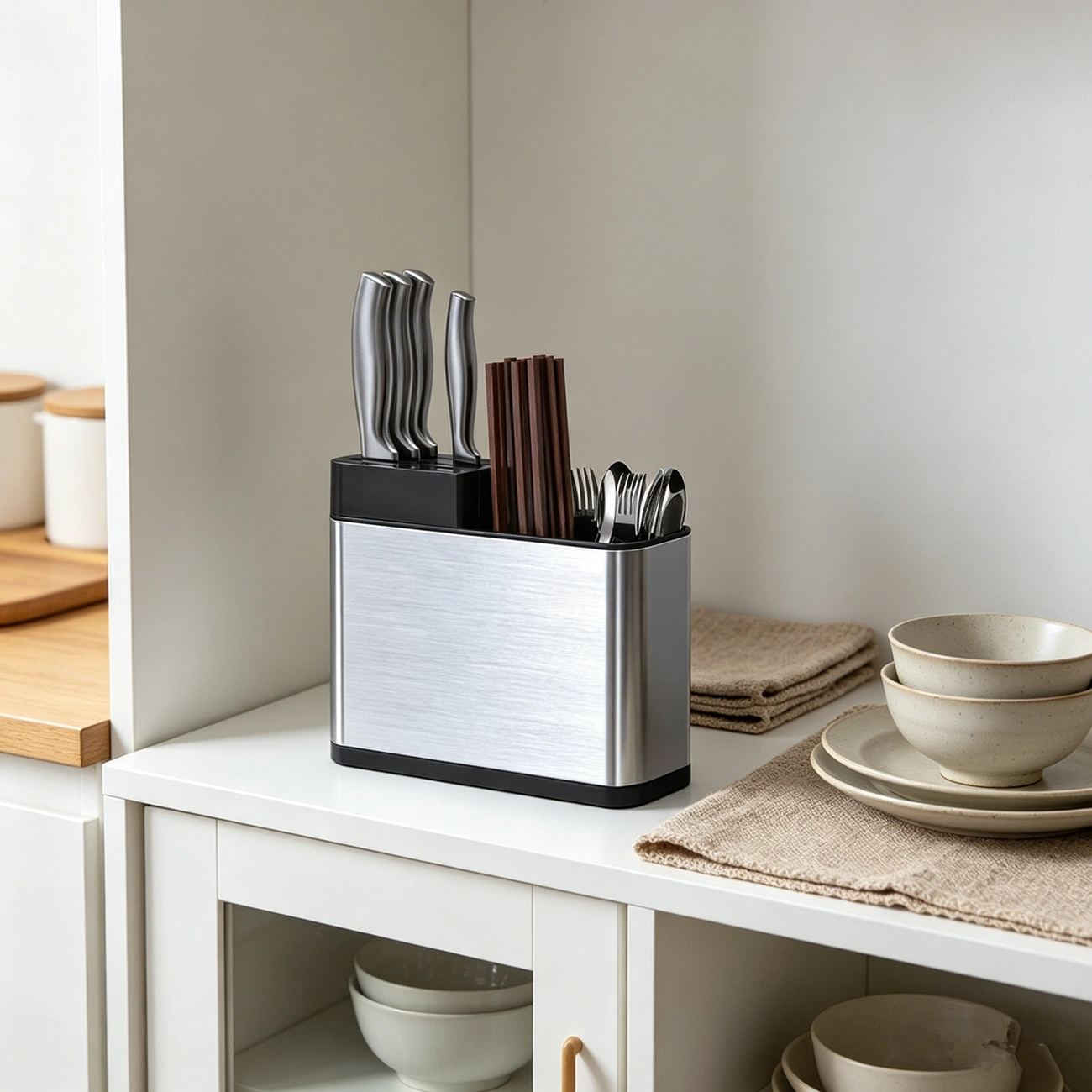 Kitchen Knife Block Cutlery Holder Organizer Rack - Utensil & Chopstick Storage Box view 5