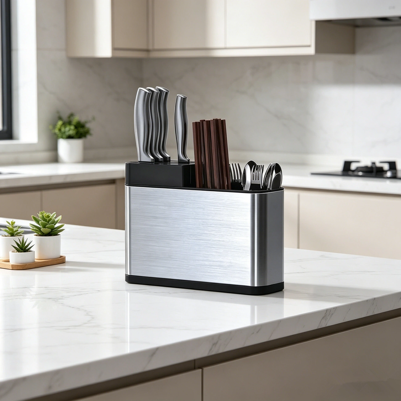 Kitchen Knife Block Cutlery Holder Organizer Rack - Utensil & Chopstick Storage Box view 8