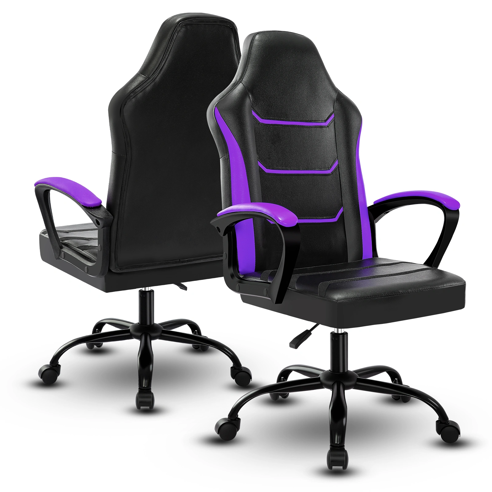 Gaming Chair, Racing E-Sport Computer Chair with Breathable PU Leather, Lumbar Support, Height Adjustable Swivel Chair, 360° Rotation, Purple for Adults & Teenagers