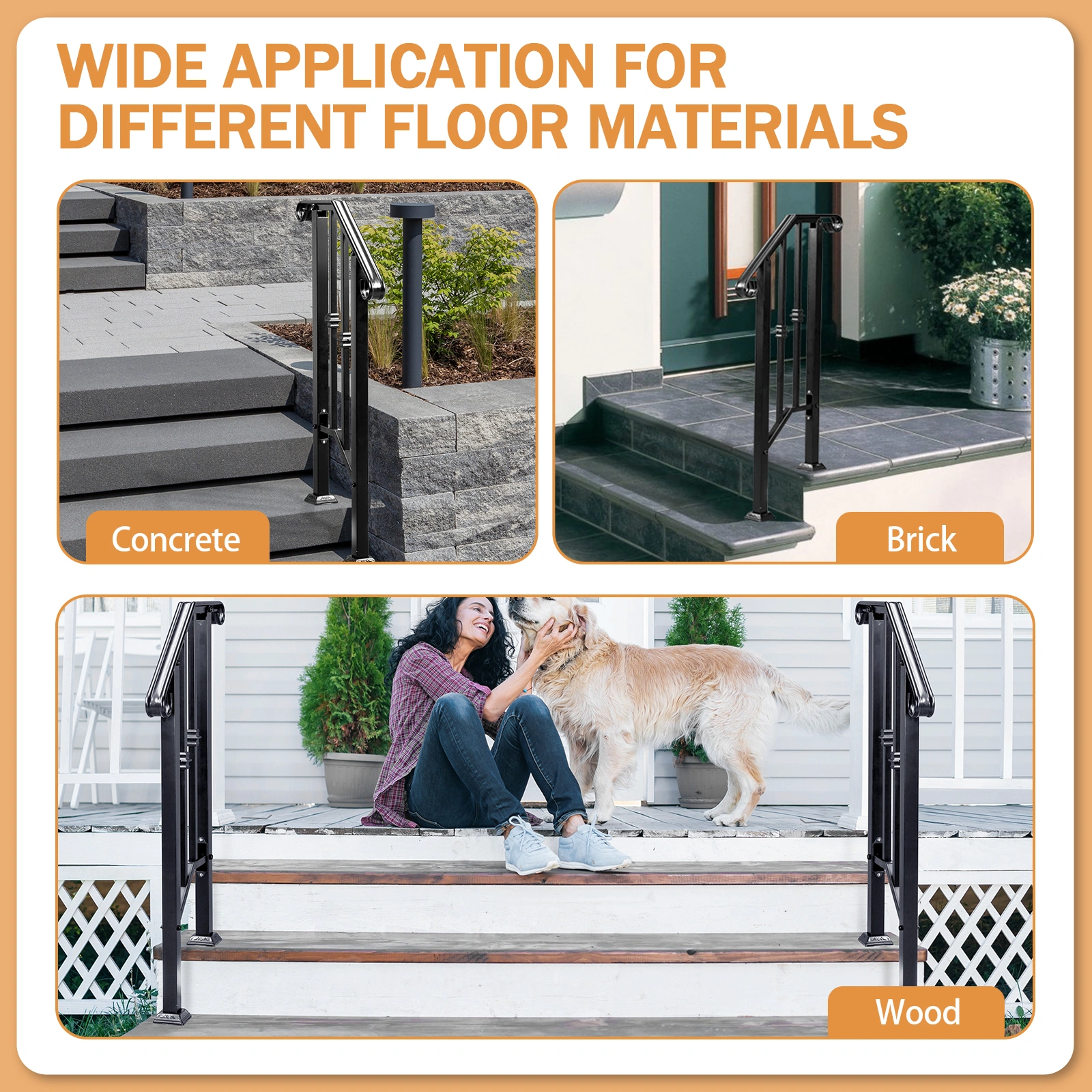 Matte Black Outdoor 1st Tier Iron Handrail view 13