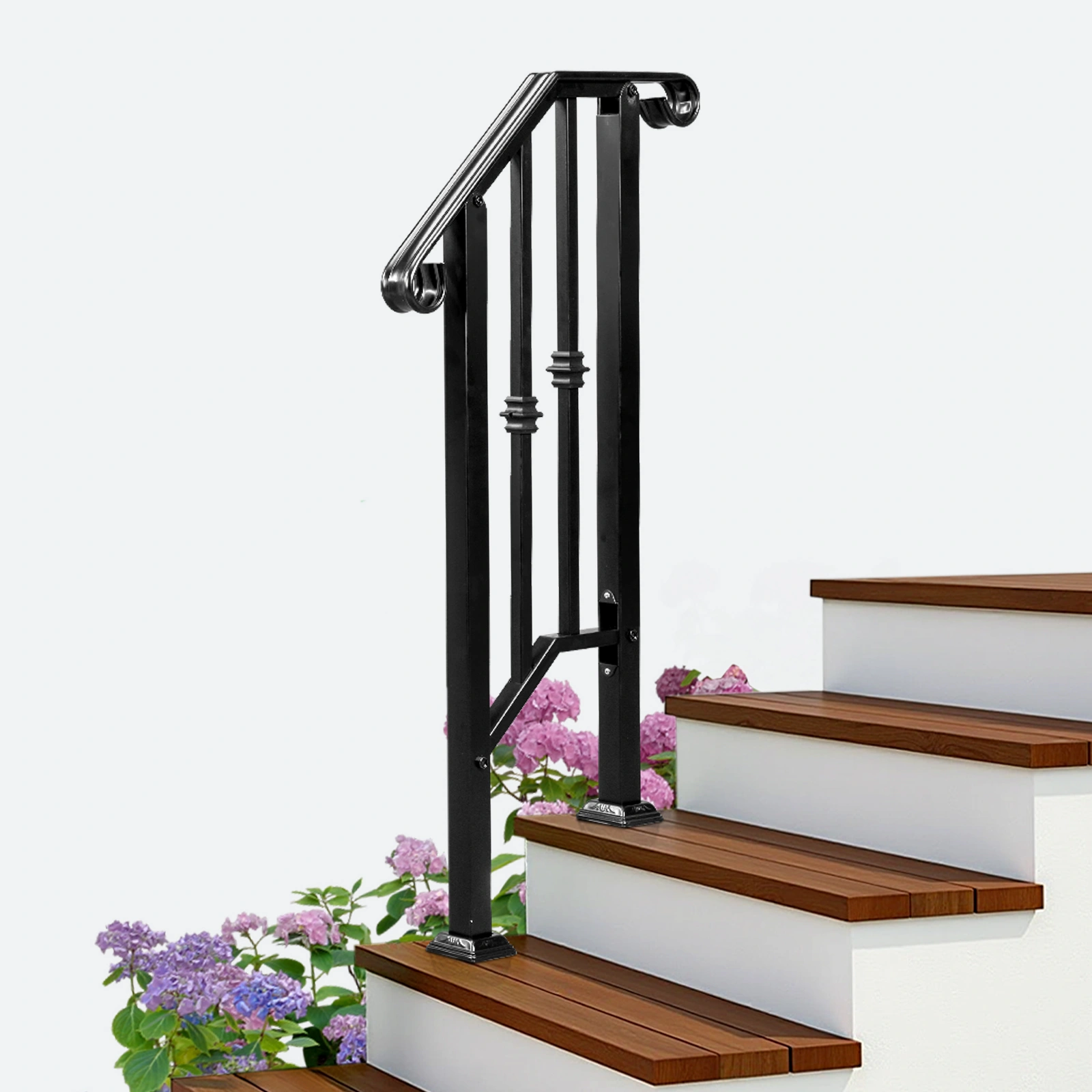 Matte Black Outdoor 1st Tier Iron Handrail view 14
