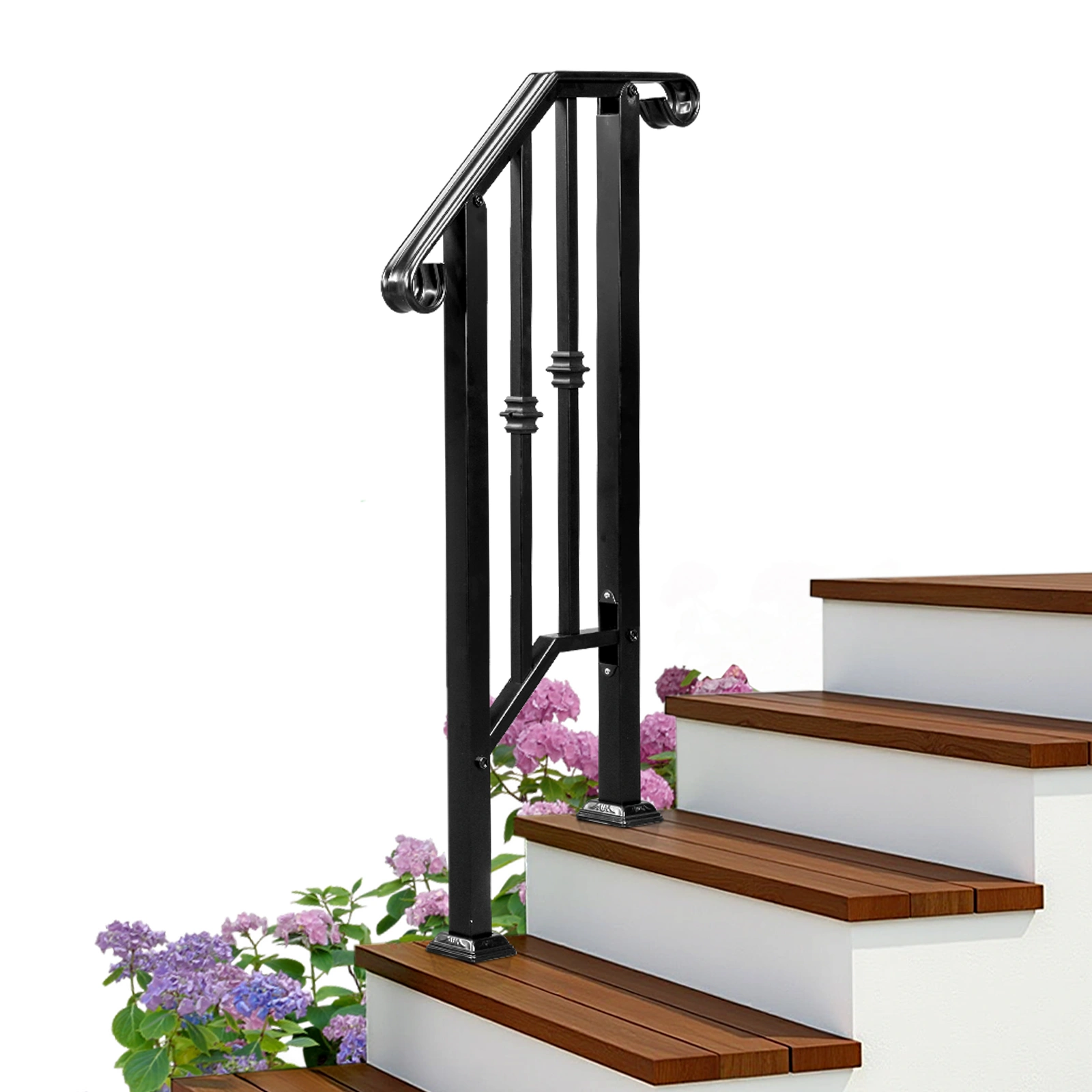 Matte Black Outdoor 1st Tier Iron Handrail view 16
