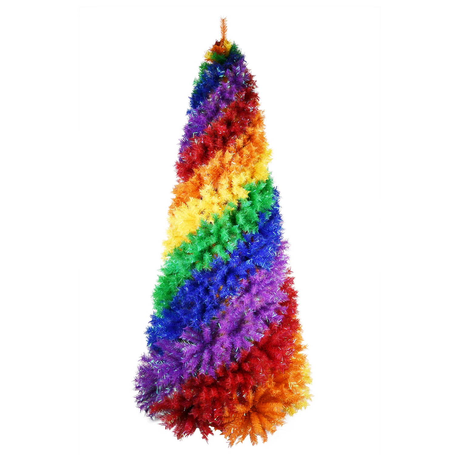 6ft Rainbow Spiral Christmas Tree - 1248 Branch Tips, Colorful PVC Artificial Holiday Tree with Sturdy Metal Stand view 3