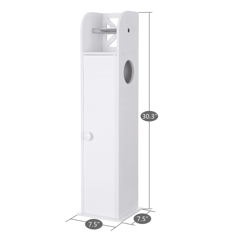Narrow Bathroom Cabinet PVC Toilet Paper Holder Organizer Stand with Paper Roll Compartment, 19 x 19 x 77 Inches, Slim Floor Storage for Towels & Accessories view 3
