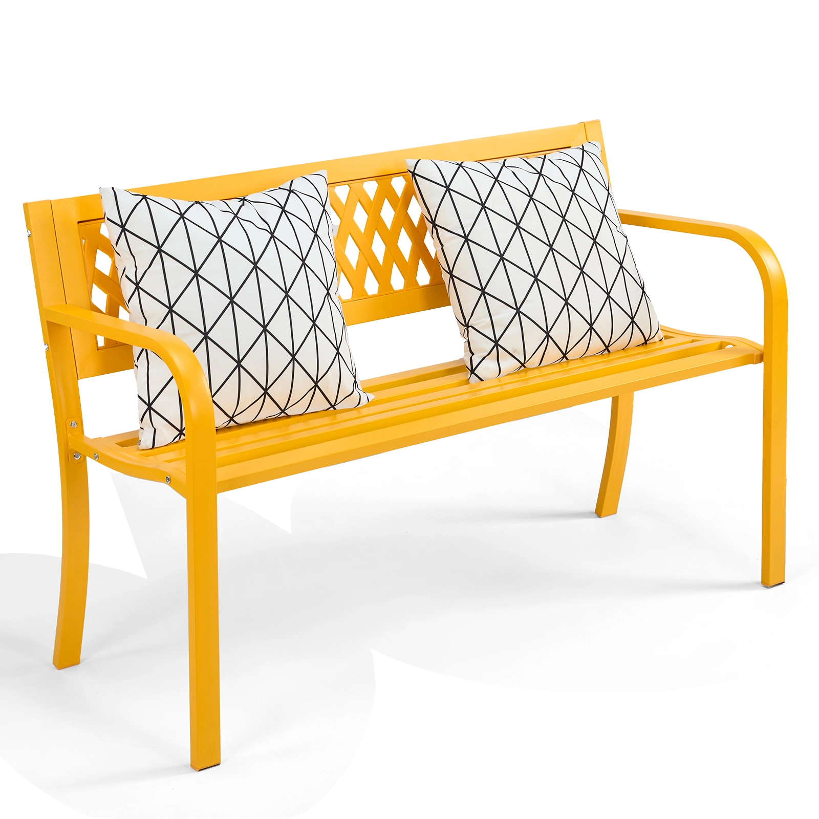 47in PVC Mesh Backrest Iron Bench Yellow view 12