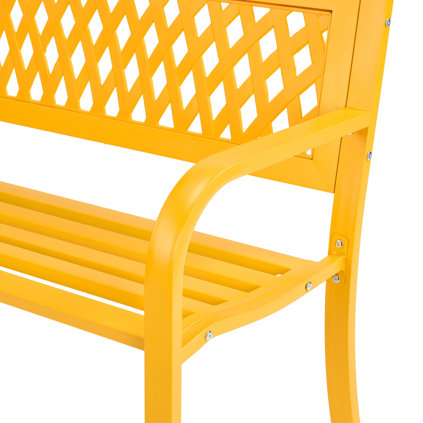 47in PVC Mesh Backrest Iron Bench Yellow view 13
