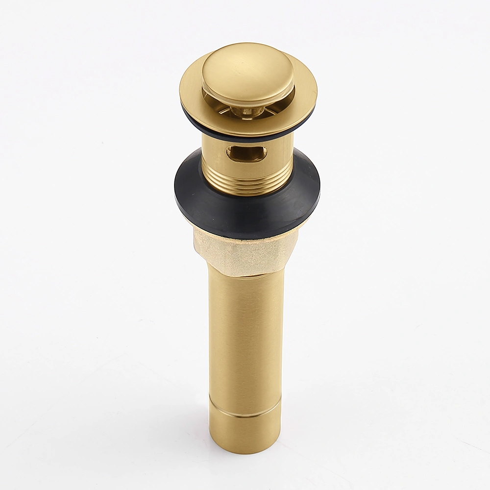 Brushed Gold Bathroom Sink Drain with Strainer Basket - Vanity Basin Waste Pop-up Drain Stopper, Gold Finish Drain Assembly