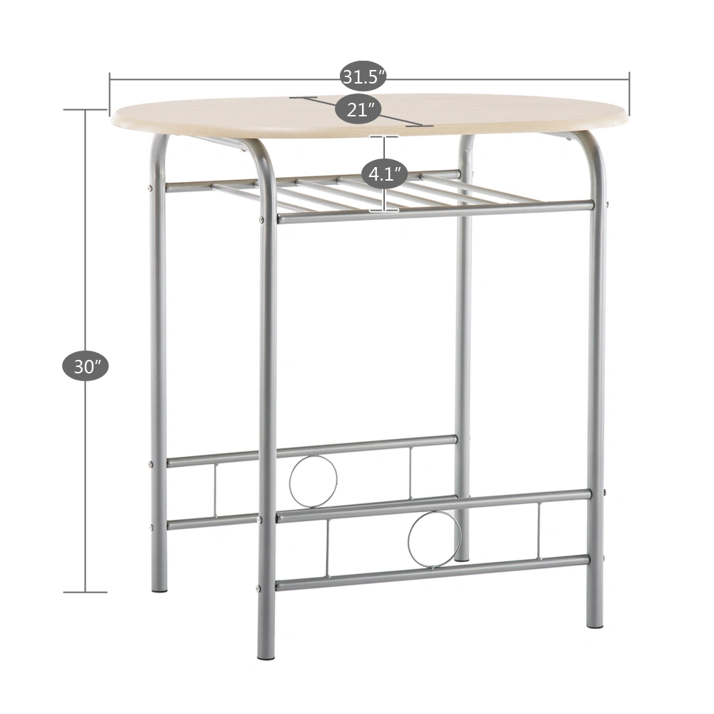 PVC Breakfast Table Set with 2 Chairs, Natural Finish Dining Table for Kitchen Cafe Small Space view 2