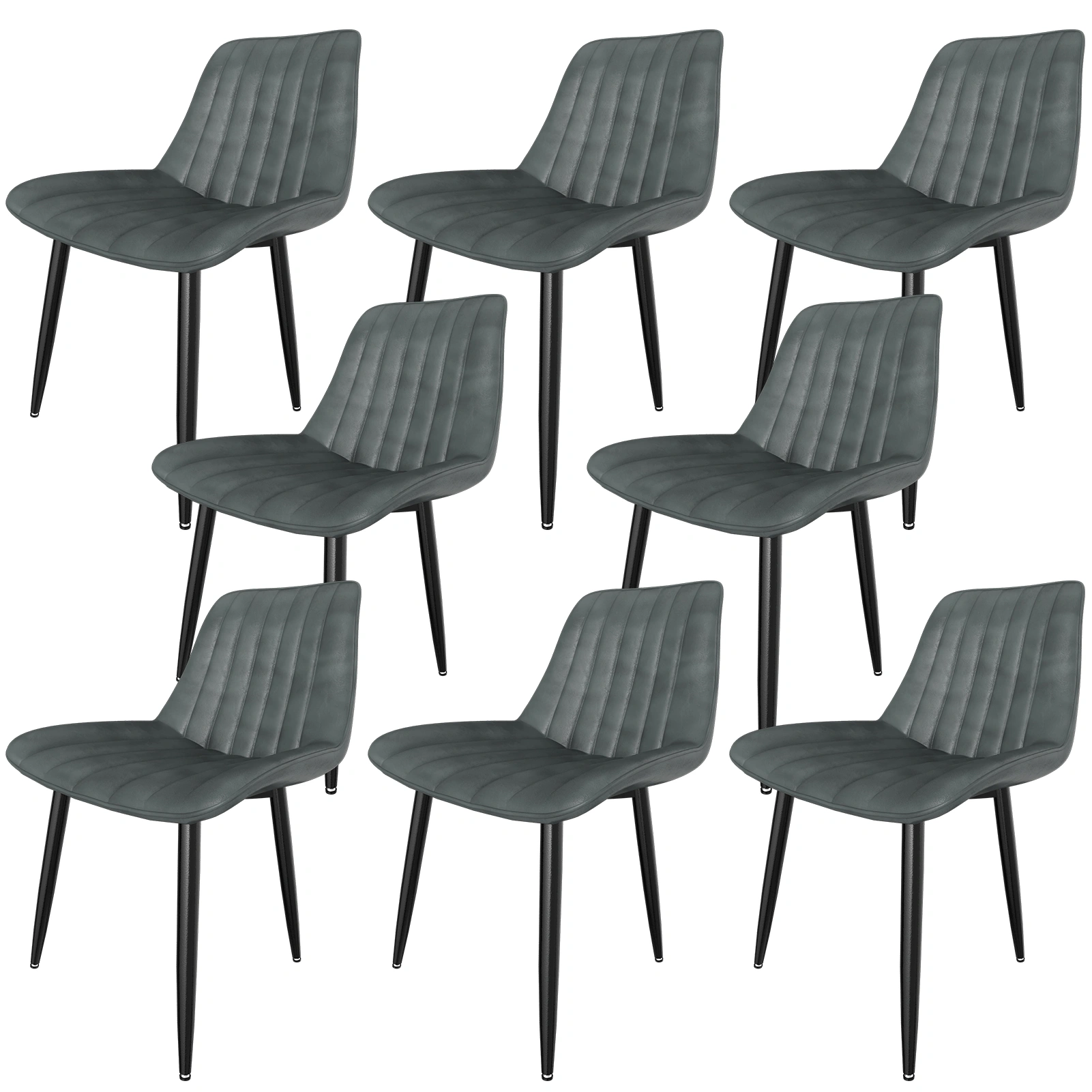 8 Piece Dining Chairs Set 7cm Backrest 5cm Seat Cushion 180KG Max Load PU Faux Leather Upholstered Kitchen Dining Table Chair Living Room