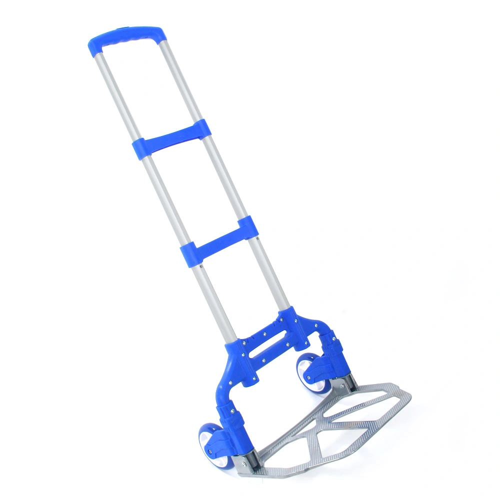 Portable Folding Collapsible Aluminum Cart Dolly Push Truck Trolley Blue view 3