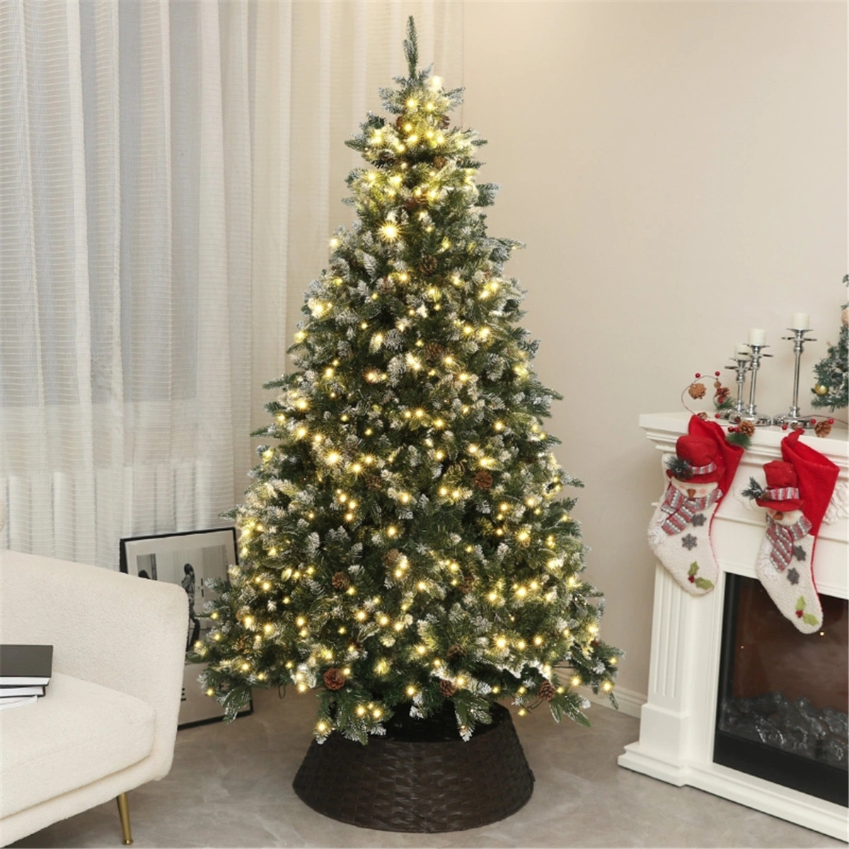 6 ft Artificial Christmas Tree, Full Full-Body Pine Holiday Tree for Home Indoor Outdoor Decoration