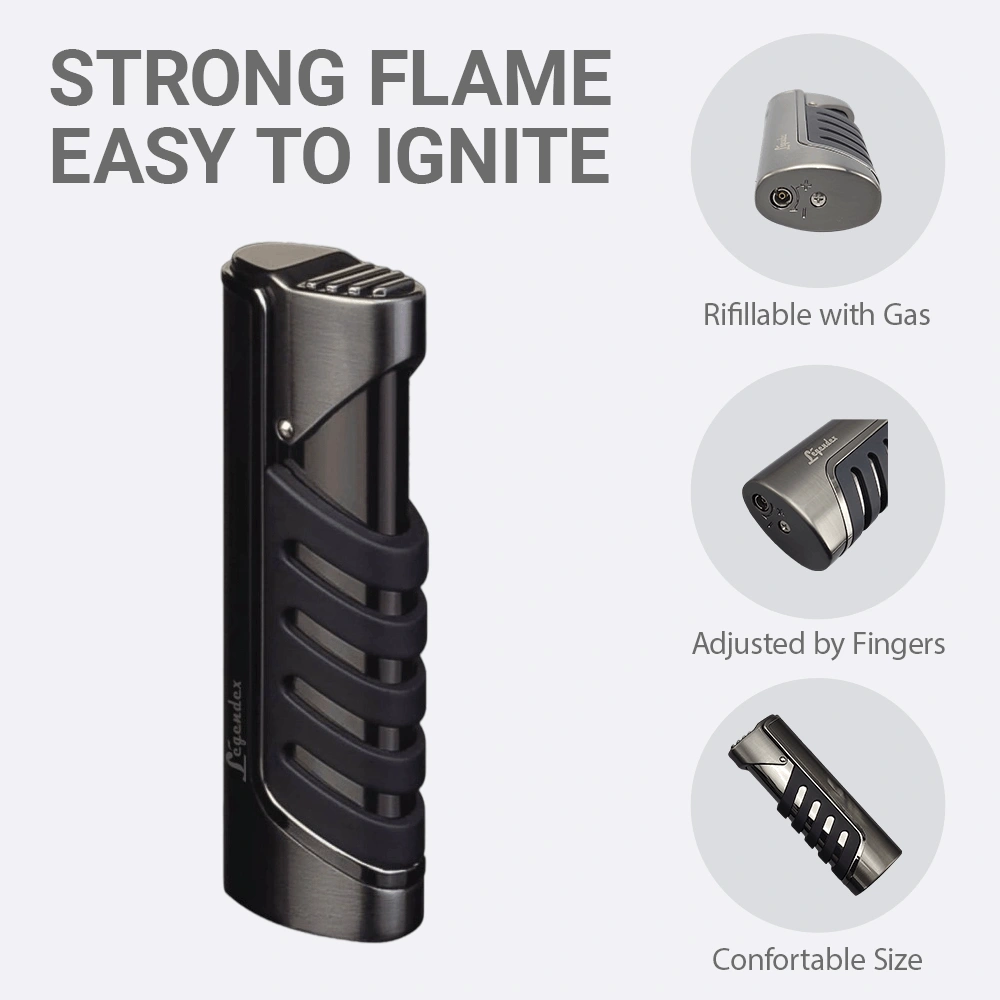 Legendex Explorer Torch Lighter Black Nickel Refillable Adjustable Flame Cigar Cigarette Kitchen Outdoor view 3