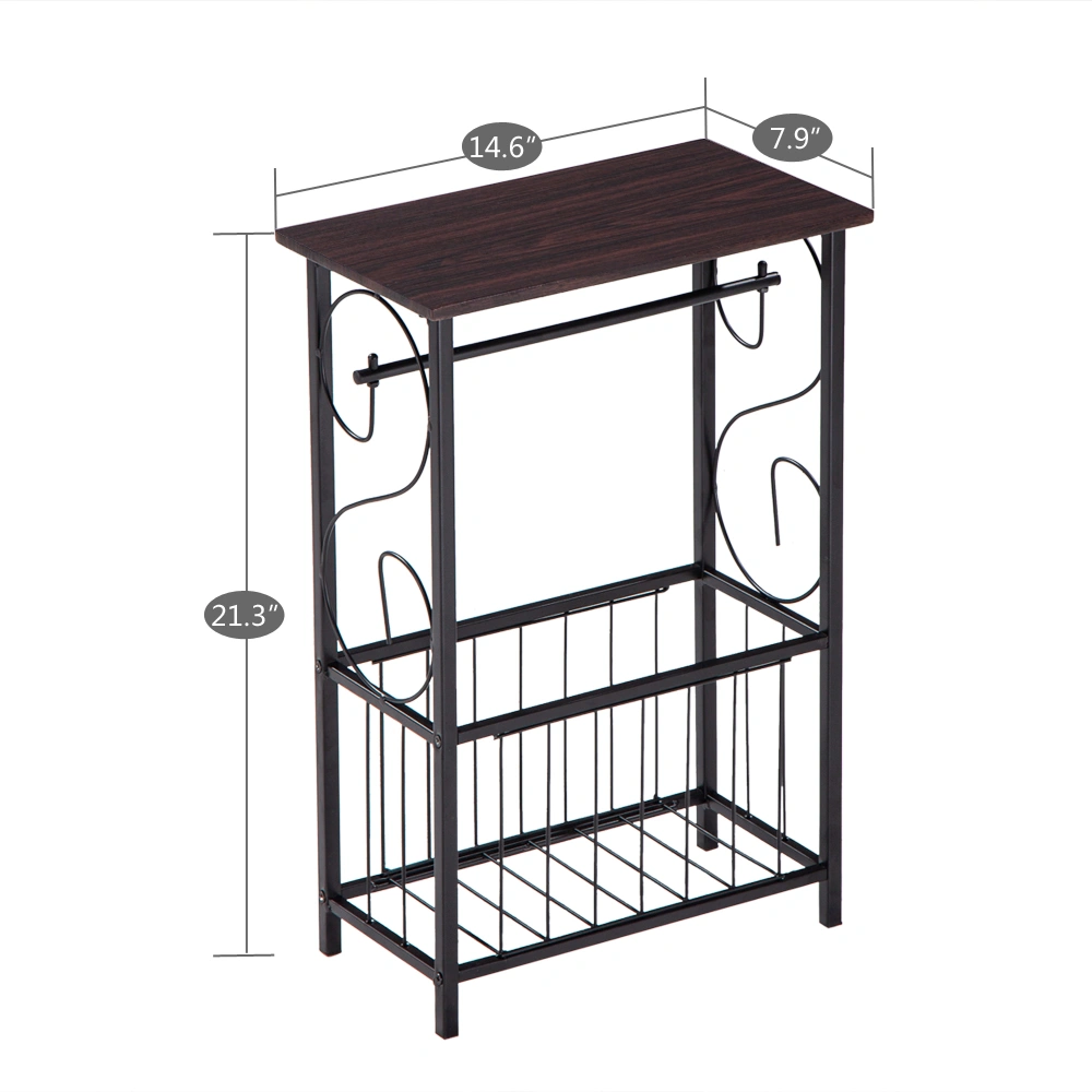 (37 x 20 x 55)cm Multifunctional Bathroom Table / Interior Side Table Tissue Magazine Rack Dark Brown view 24