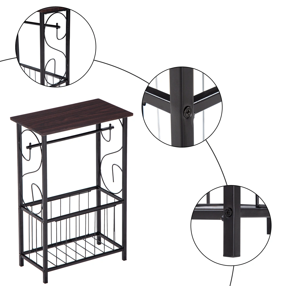 (37 x 20 x 55)cm Multifunctional Bathroom Table / Interior Side Table Tissue Magazine Rack Dark Brown view 4