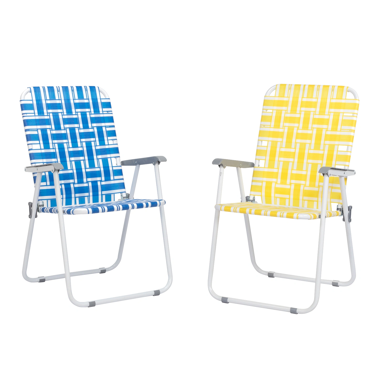 2pcs Folding Beach Chair, Heavy Duty Steel Frame PP Webbing, 120kg Load Capacity, Blue White Stripe Portable Beach Chair view 11